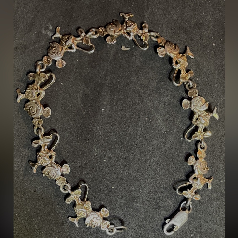 VINTAGE 925 Silver Disney Mickey Mouse Character Bracelet